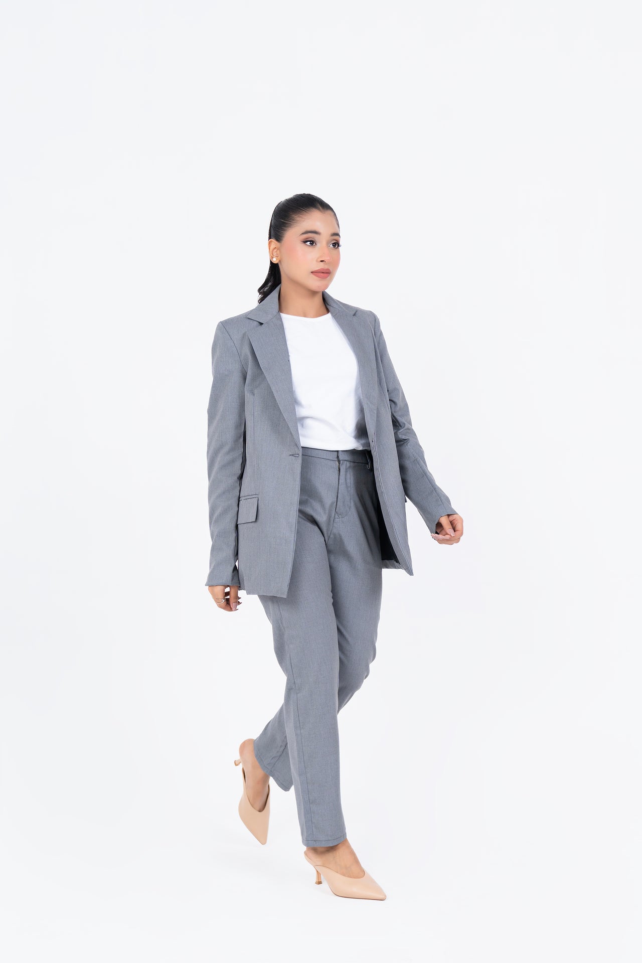 Straight Fit Suit Blazer - Grey