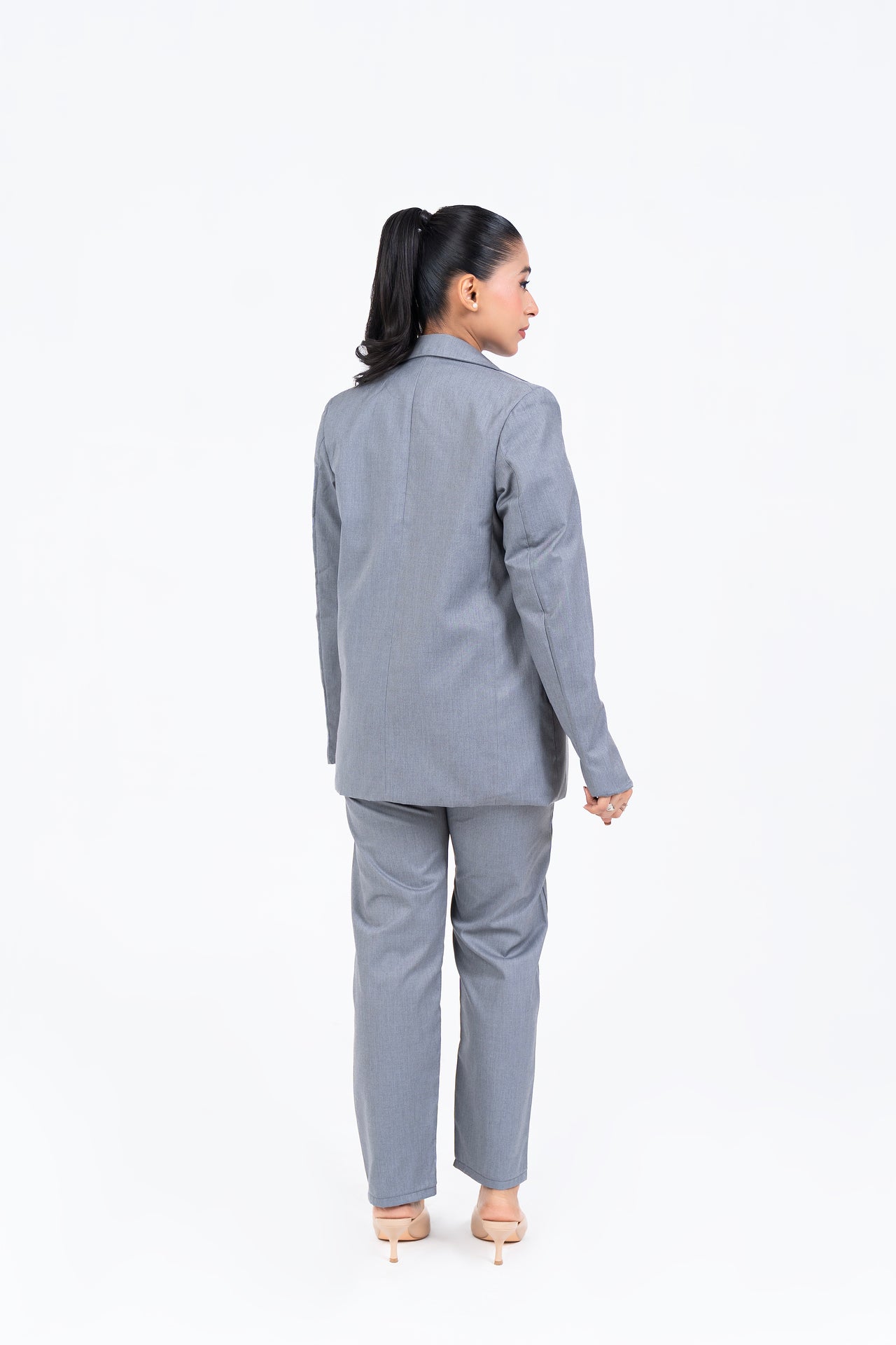 Straight Fit Suit Blazer - Grey