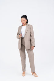 Straight Fit Suit Blazer - Beige