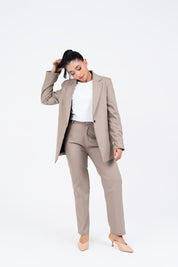 Straight Fit Suit Blazer - Beige