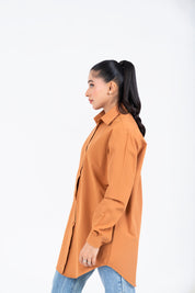 Oversized Flowy Shirt - Rust