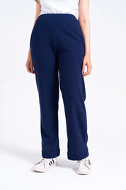 Wide Leg Pants in Waffle - Blue