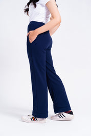 Wide Leg Pants in Waffle - Blue