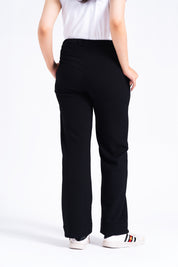Wide Leg Pants in Waffle - Black