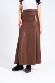 Leather Skirt - Brown