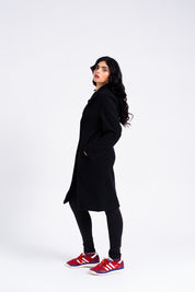 Double Breasted Wool Coat - Black