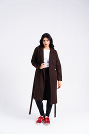 Oversized Belted Wool Coat - Chocolate Brown