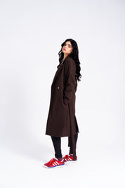 Oversized Belted Wool Coat - Chocolate Brown