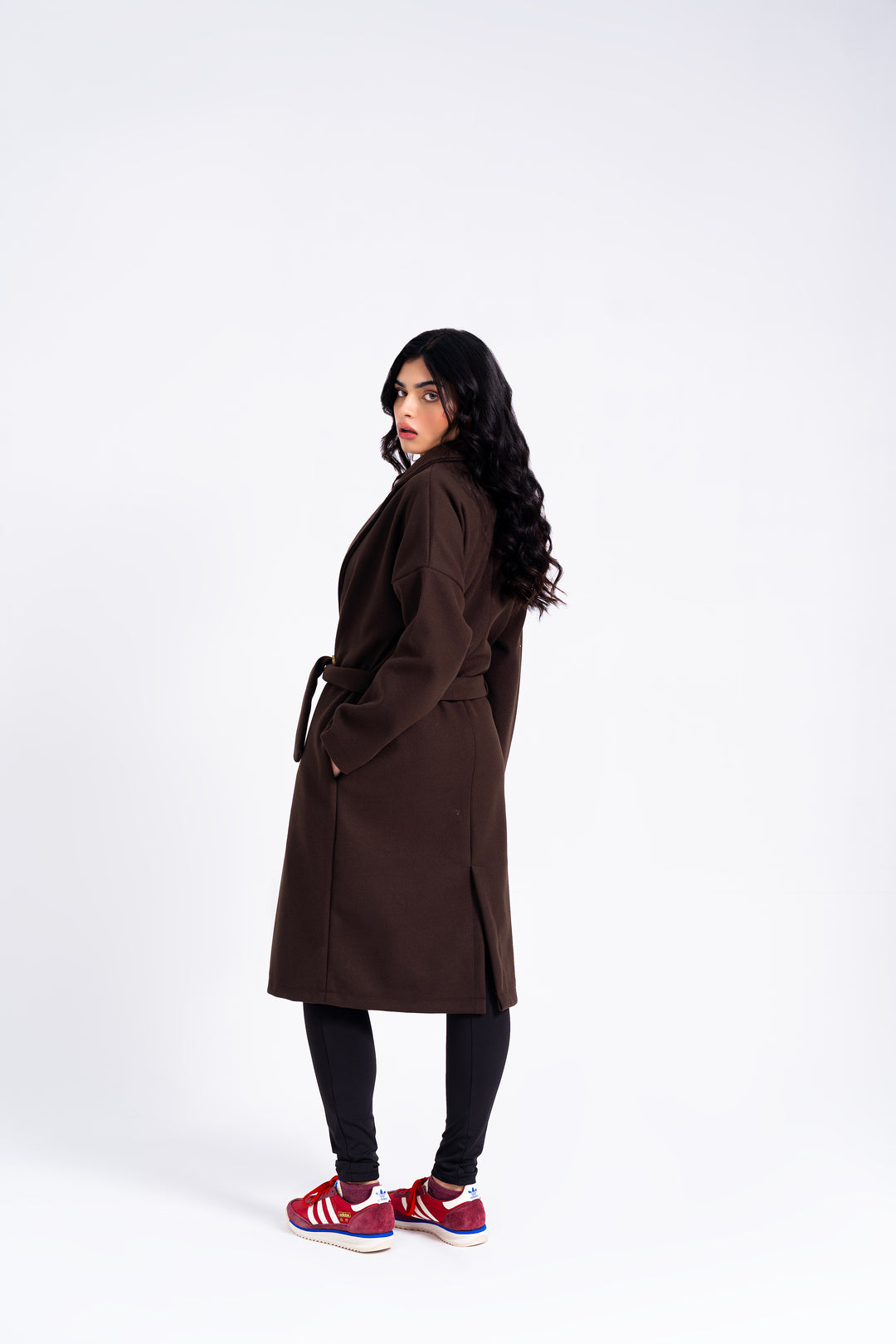 Oversized Belted Wool Coat - Chocolate Brown