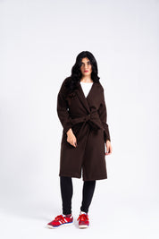 Oversized Belted Wool Coat - Chocolate Brown