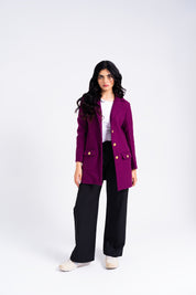 Fitted Wool Coat - Magenta