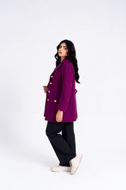 Fitted Wool Coat - Magenta