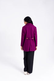 Fitted Wool Coat - Magenta