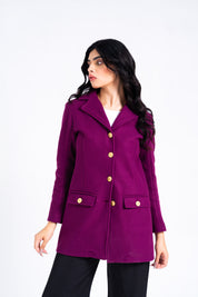 Fitted Wool Coat - Magenta