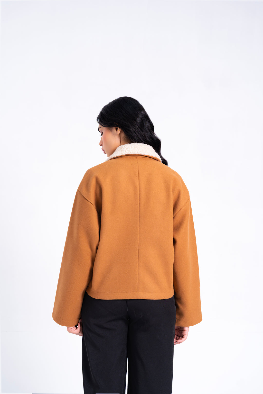 Sherpa Collared Wool Jacket - Camel