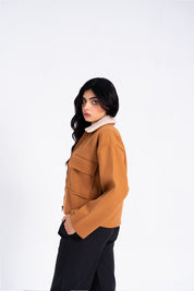 Sherpa Collared Wool Jacket - Camel