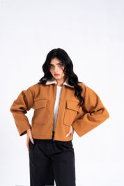 Sherpa Collared Wool Jacket - Camel