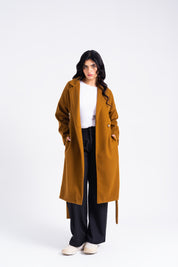 Oversized Belted Wool Coat - Tan
