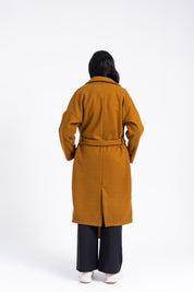 Oversized Belted Wool Coat - Tan