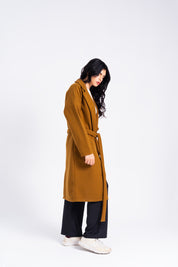 Oversized Belted Wool Coat - Tan