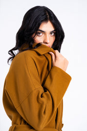 Oversized Belted Wool Coat - Tan