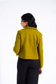Cropped Wool Blazer - Golden Olive