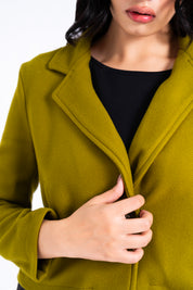 Cropped Wool Blazer - Golden Olive