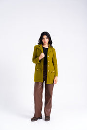 Fitted Wool Coat - Golden Olive