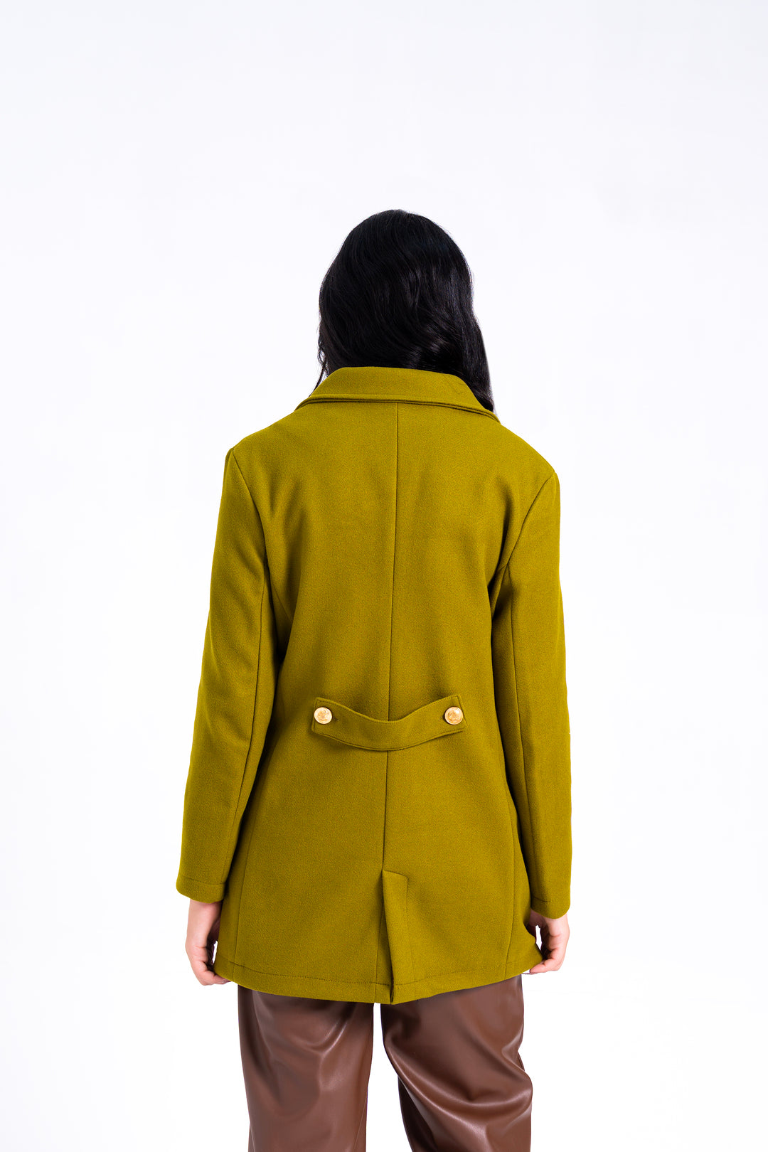 Fitted Wool Coat - Golden Olive