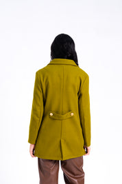 Fitted Wool Coat - Golden Olive