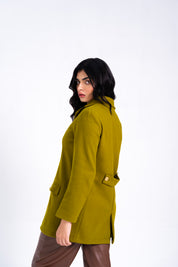 Fitted Wool Coat - Golden Olive