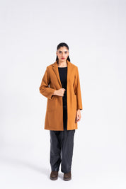 Long Coat with Patch Pockets - Camel