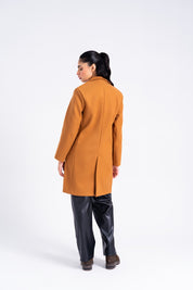 Long Coat with Patch Pockets - Camel