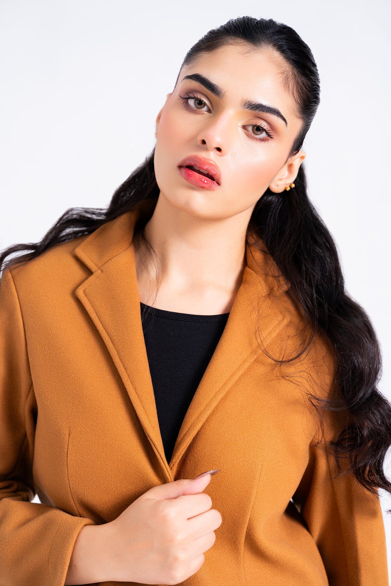 Long Coat with Patch Pockets - Camel