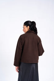 Double Breasted Wool Jacket - Chocolate Brown