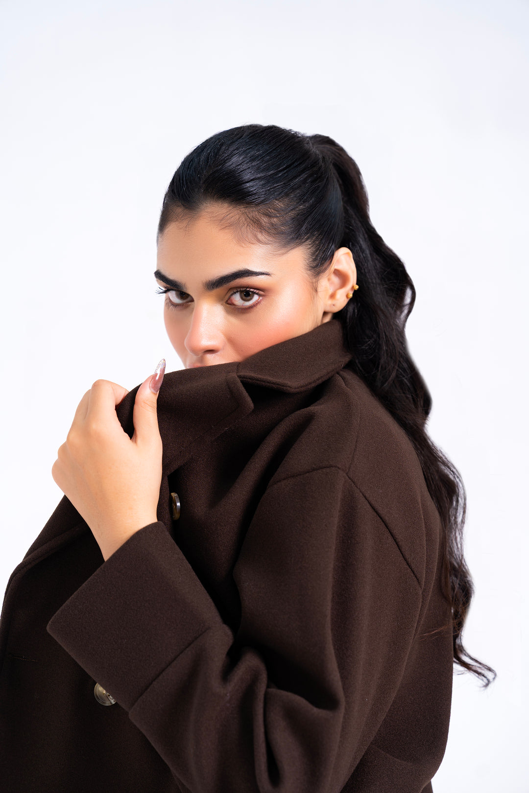 Double Breasted Wool Jacket - Chocolate Brown