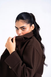 Double Breasted Wool Jacket - Chocolate Brown