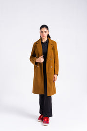 Double Breasted Wool Coat - Tan