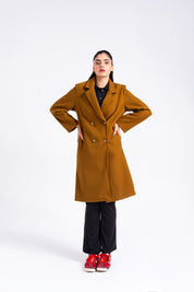 Double Breasted Wool Coat - Tan