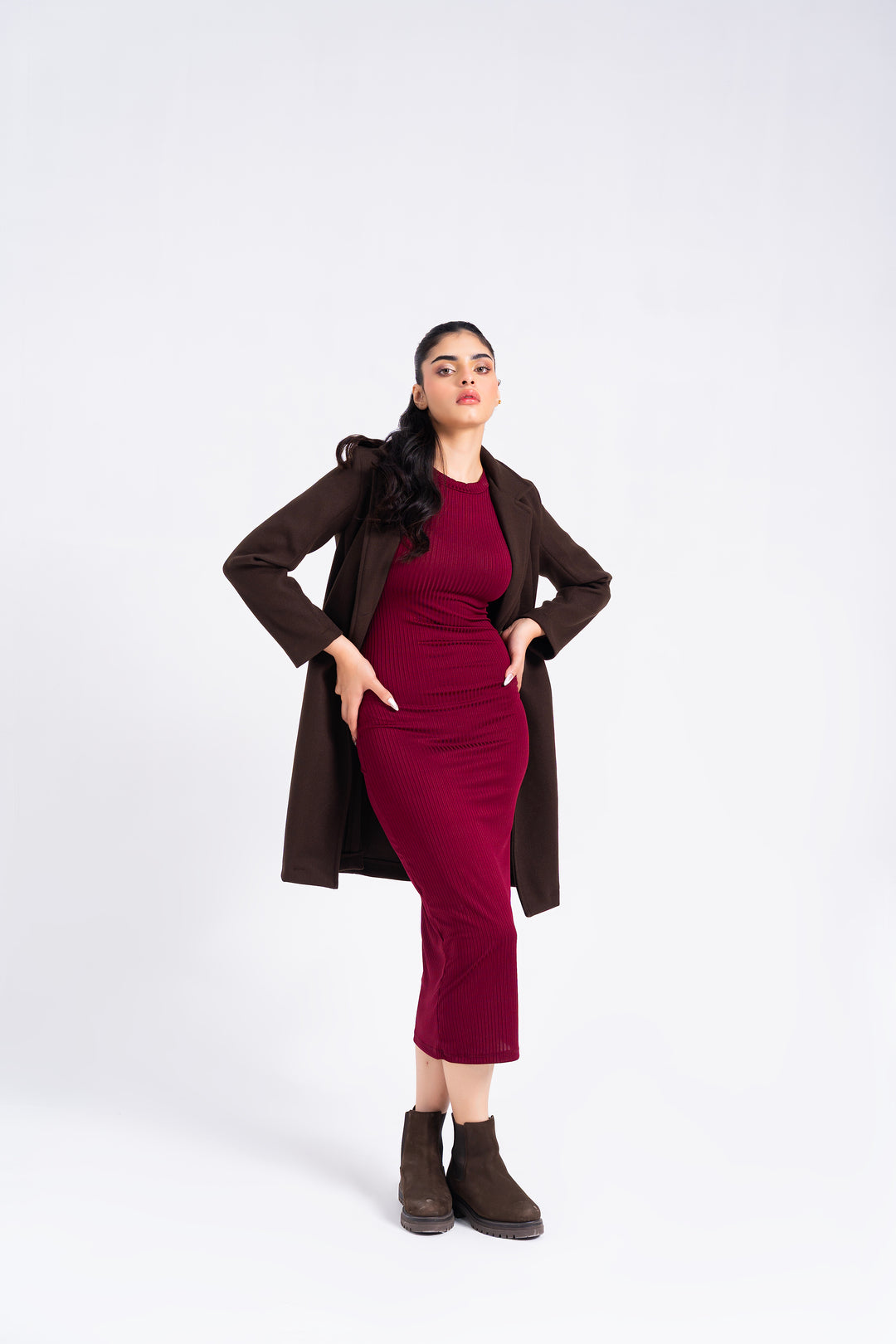 Classic One-Button Wool Coat - Chocolate Brown
