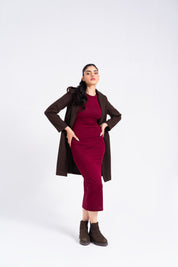 Classic One-Button Wool Coat - Chocolate Brown