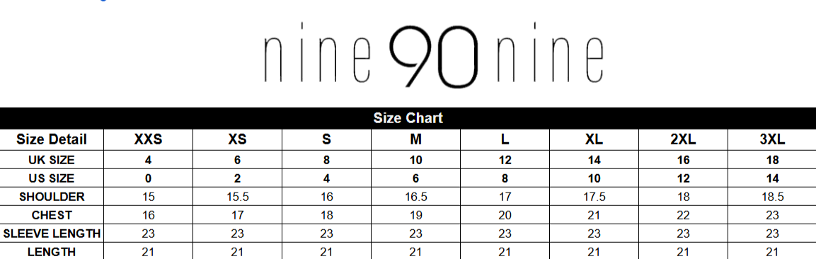 Size chart