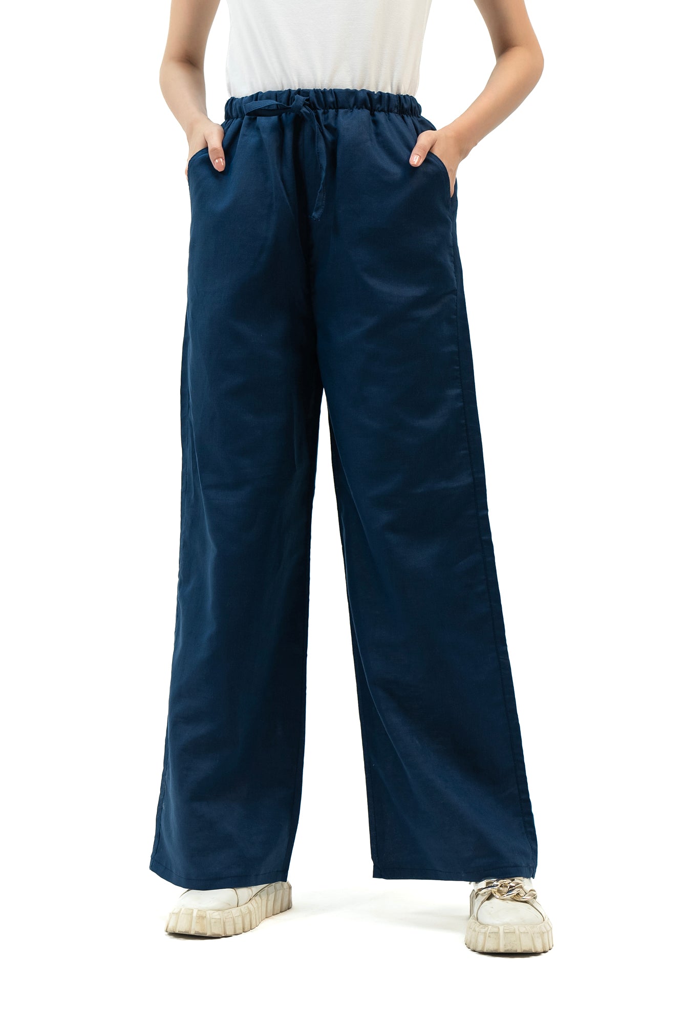 Pull-On Linen Pant - Navy Blue
