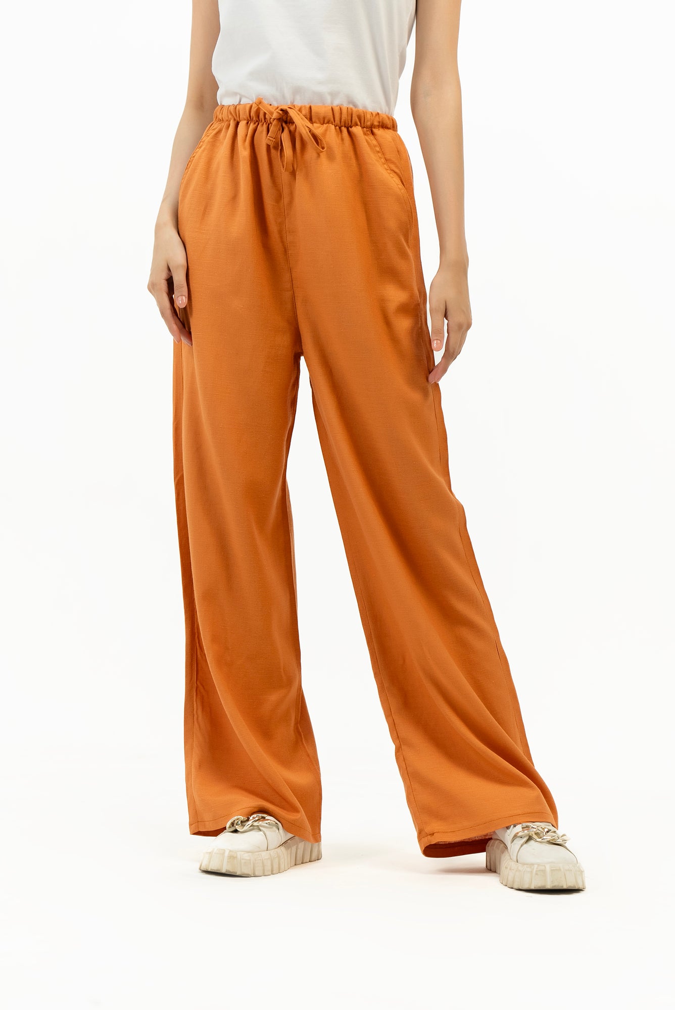 Pull-On Linen Pant - Rust