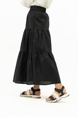 Girls Ruffle Long Skirt - Black