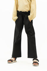 Girls Paperbag Pant with Patch Pocket - Black