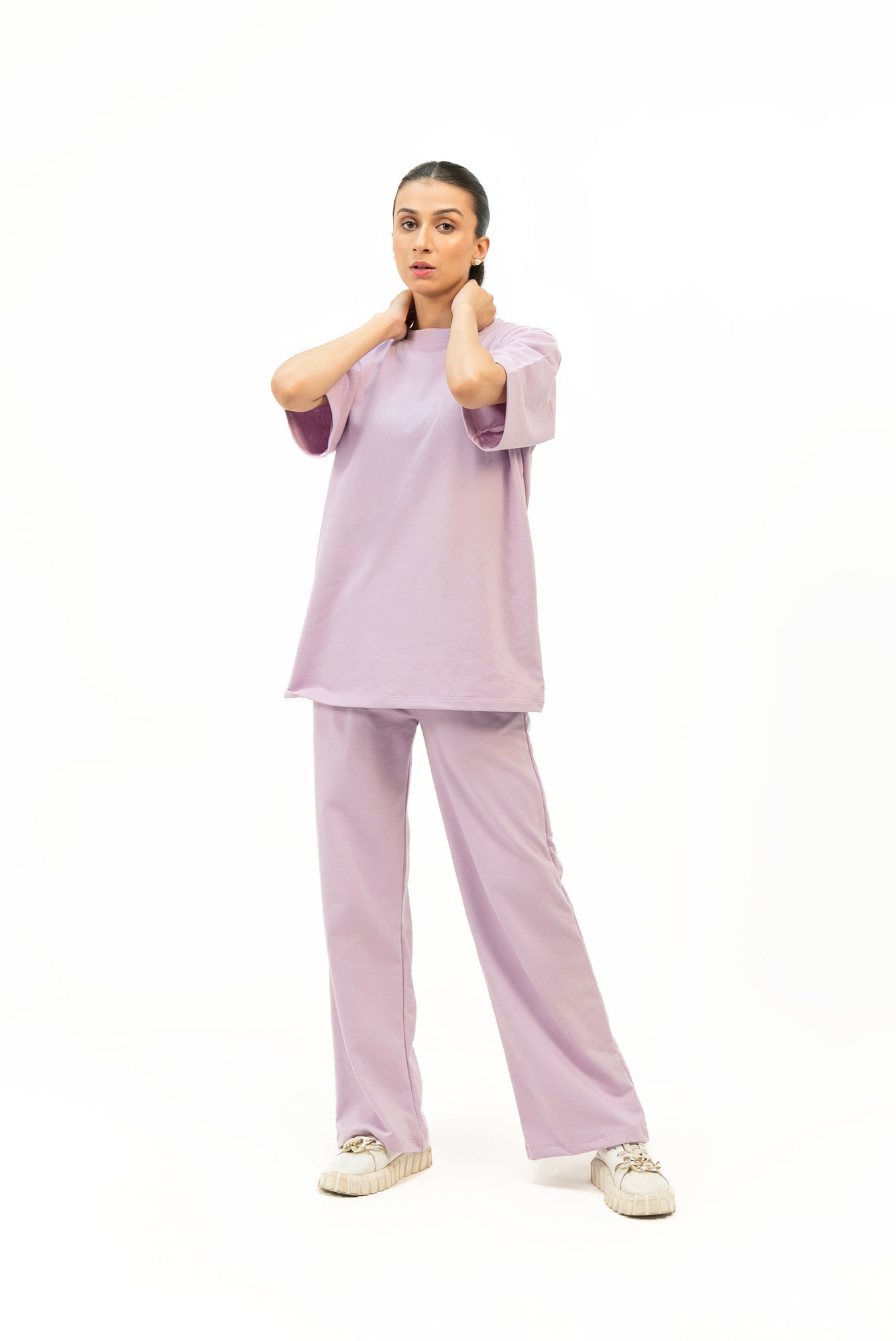 Wide Leg Terry Pant - Light Purple