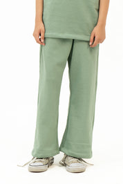 Girls Wide Leg Terry Pant - Sage Green