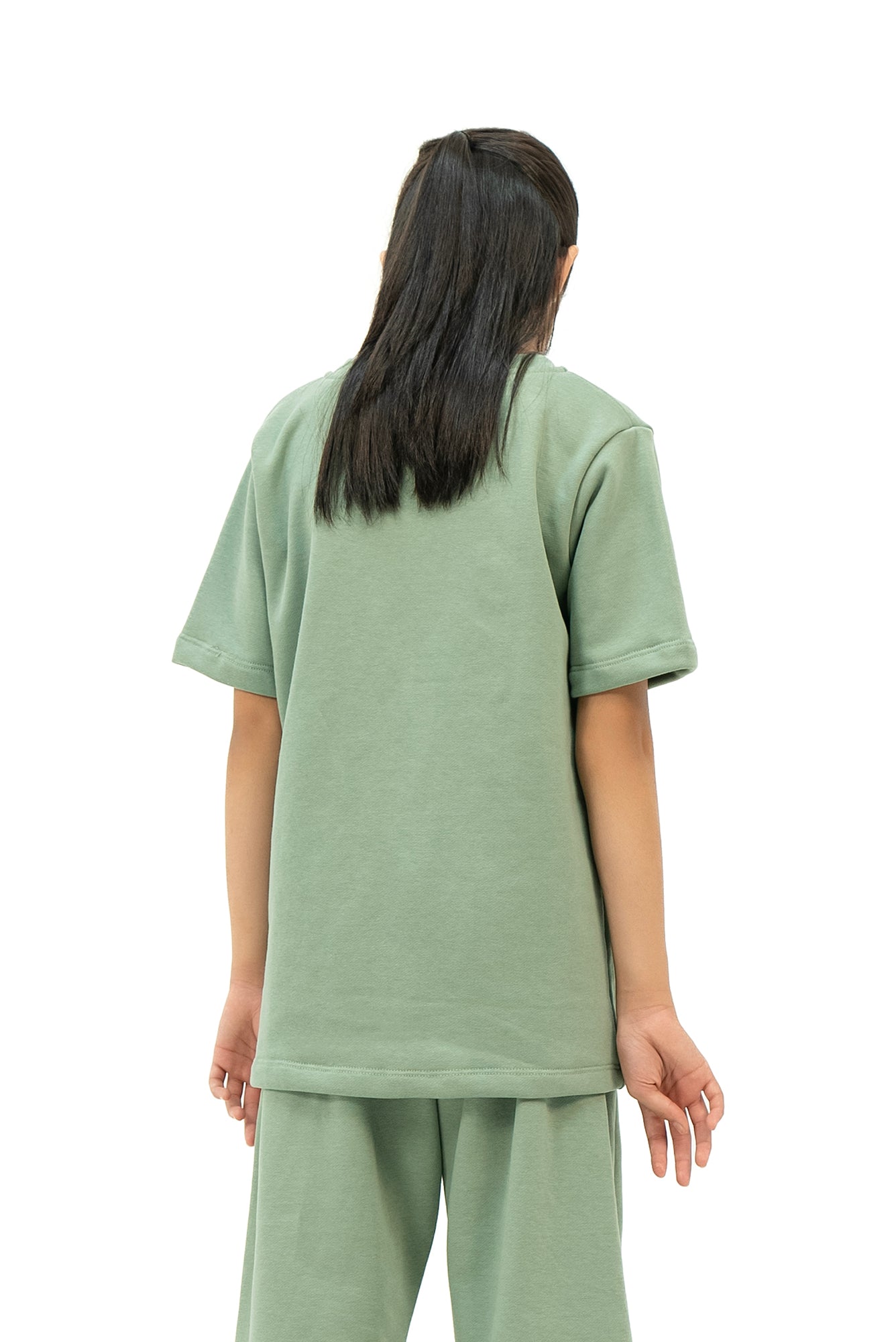 Girls Oversized Terry Top - Sage Green