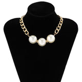 Three Pearl Chain Necklace